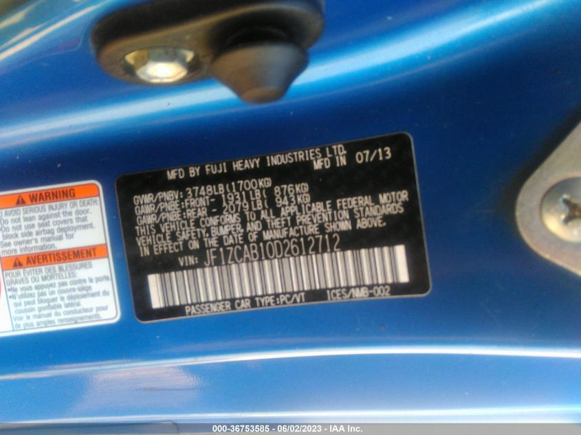 2013 SUBARU BRZ PREMIUM - JF1ZCAB10D2612712