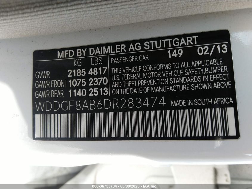2013 MERCEDES-BENZ C-CLASS C 300 - WDDGF8AB6DR283474