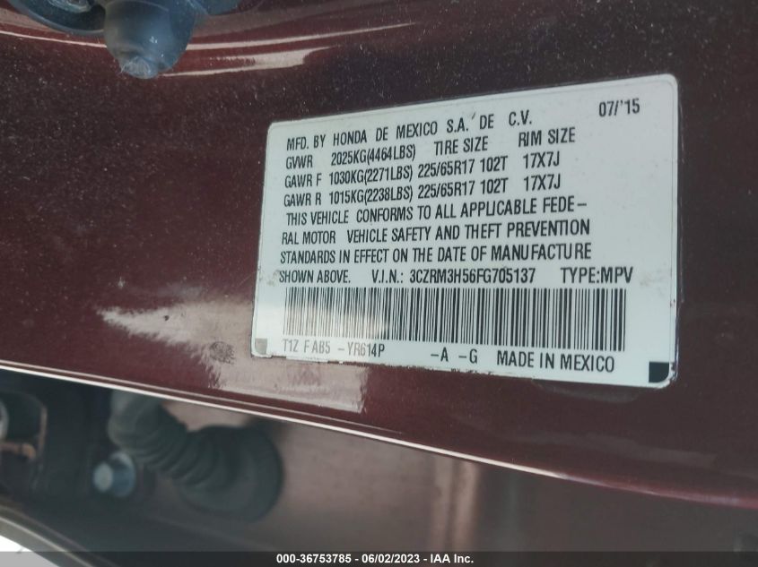 2015 HONDA CR-V EX - 3CZRM3H56FG705137