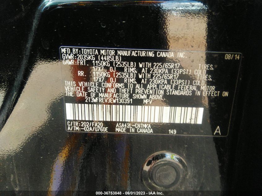 2014 TOYOTA RAV4 XLE - 2T3WFREV3EW130391