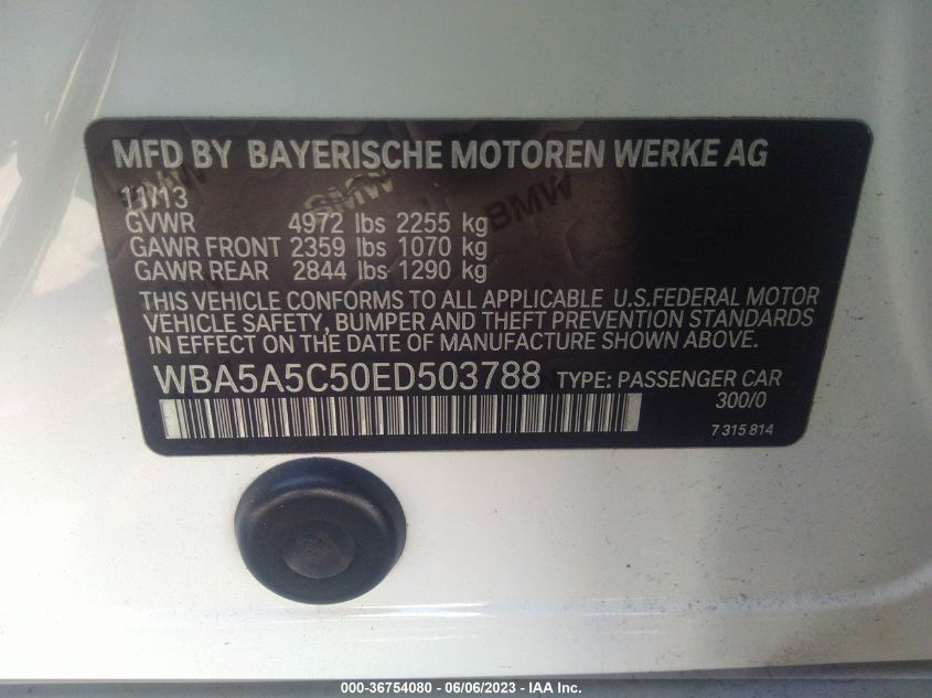 2014 BMW 5 SERIES 528I - WBA5A5C50ED503788