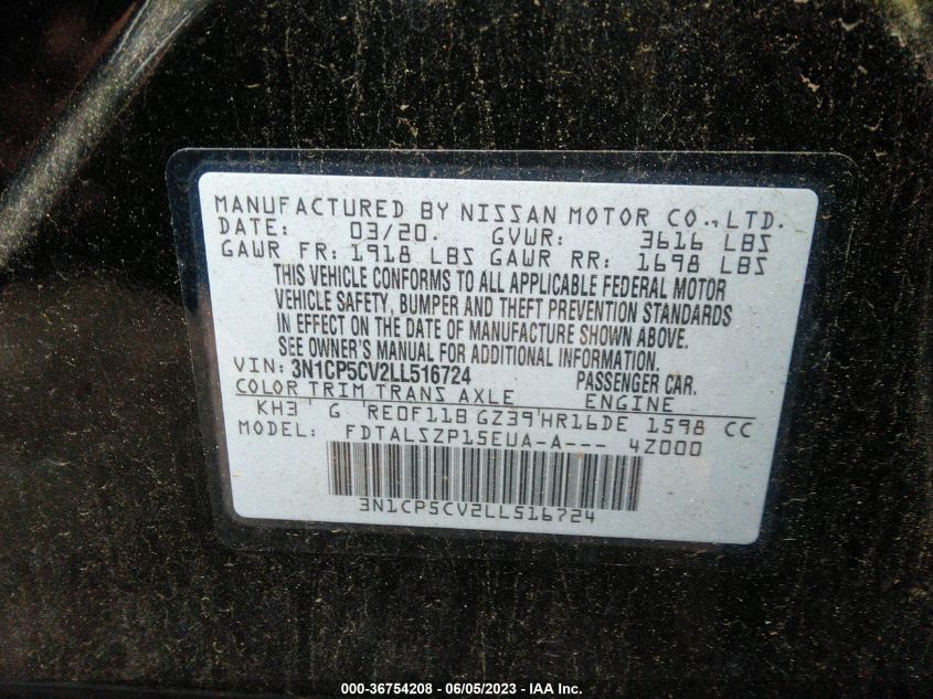 2020 NISSAN KICKS SV - 3N1CP5CV2LL516724