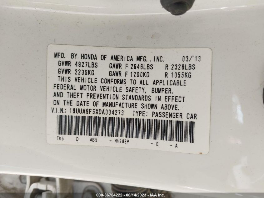 2013 ACURA TL TECH - 19UUA9F5XDA004273