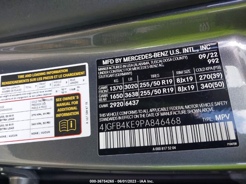 2023 MERCEDES-BENZ GLE 4JGFB4KE9PA846468