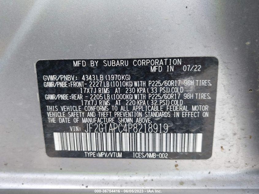 2023 SUBARU CROSSTREK PREMIUM - JF2GTAPC4P8218919