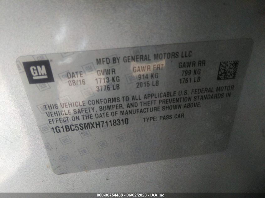 2017 CHEVROLET CRUZE LS - 1G1BC5SMXH7118310