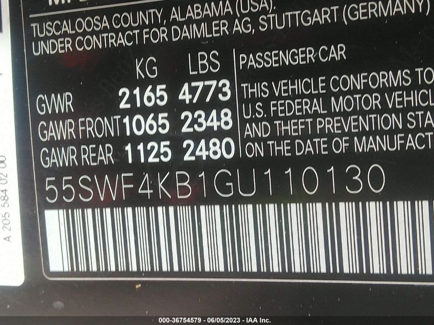 2016 MERCEDES-BENZ C-CLASS C 300 - 55SWF4KB1GU110130