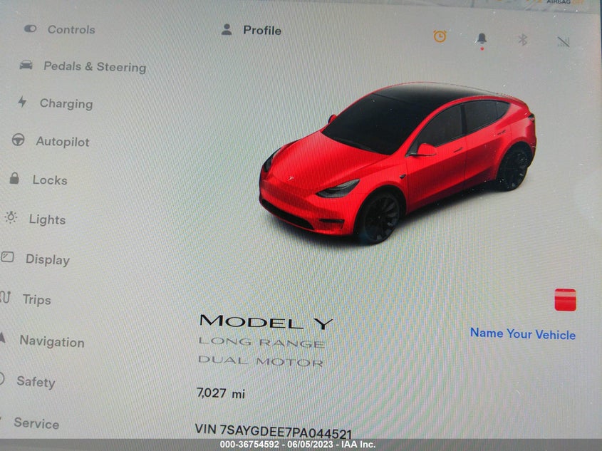 VIN 7SAYGDEE7PA044521 2023 TESLA MODEL Y LONG RANGE