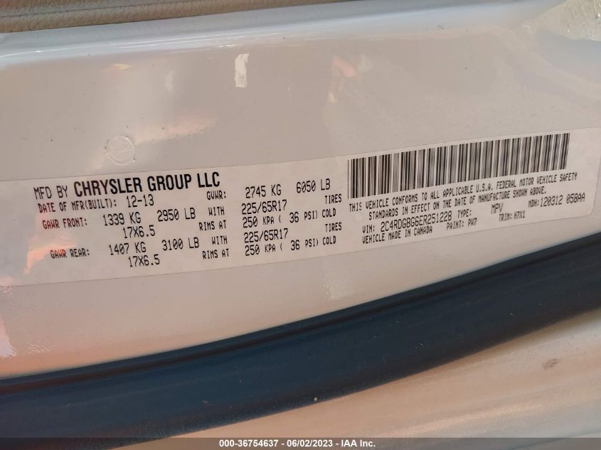 2014 DODGE GRAND CARAVAN SE - 2C4RDGBG6ER251228