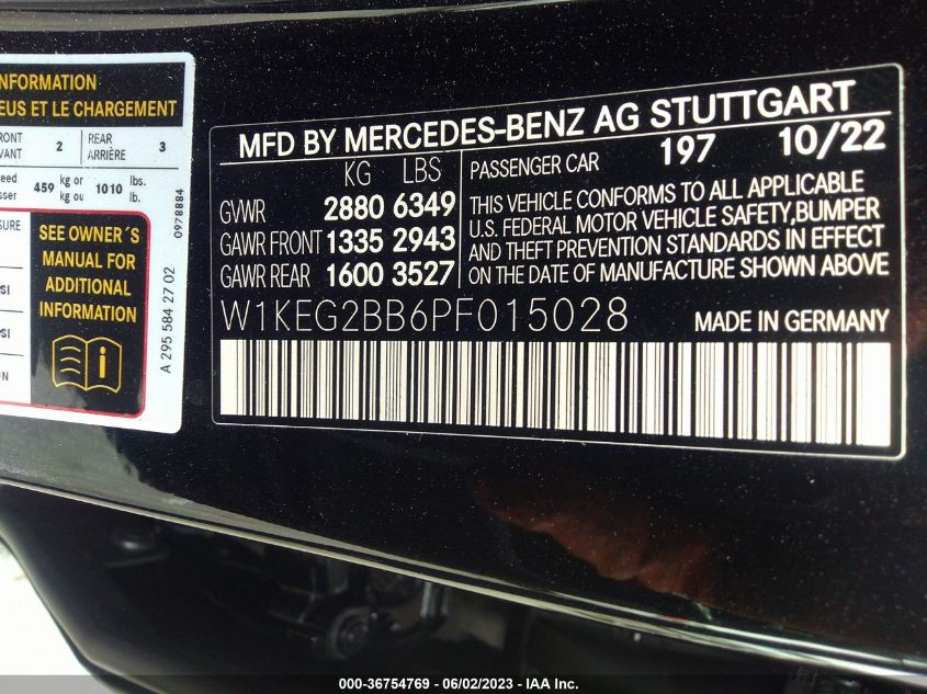 2023 MERCEDES-BENZ EQE EQE 350+ W1KEG2BB6PF015028