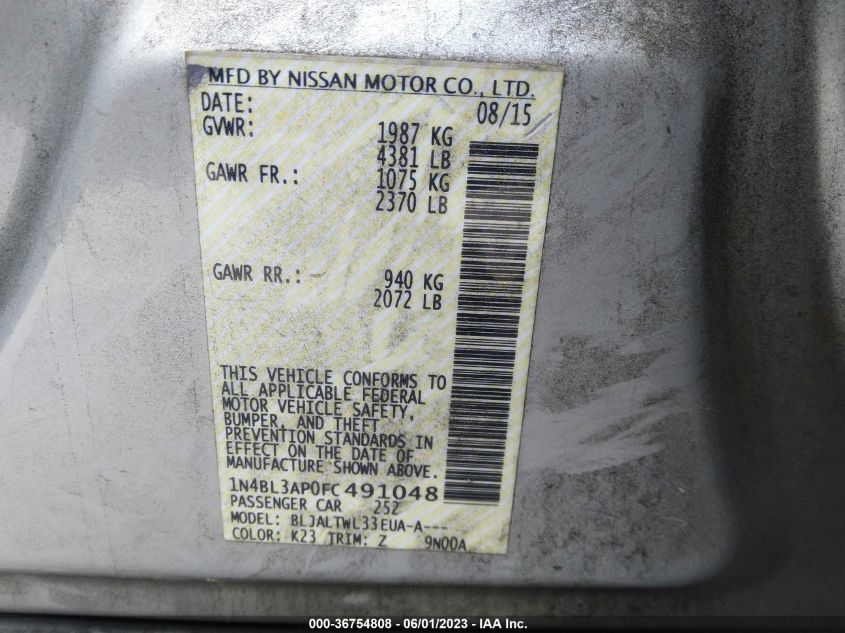 2015 NISSAN ALTIMA 3.5 - 1N4BL3AP0FC491048