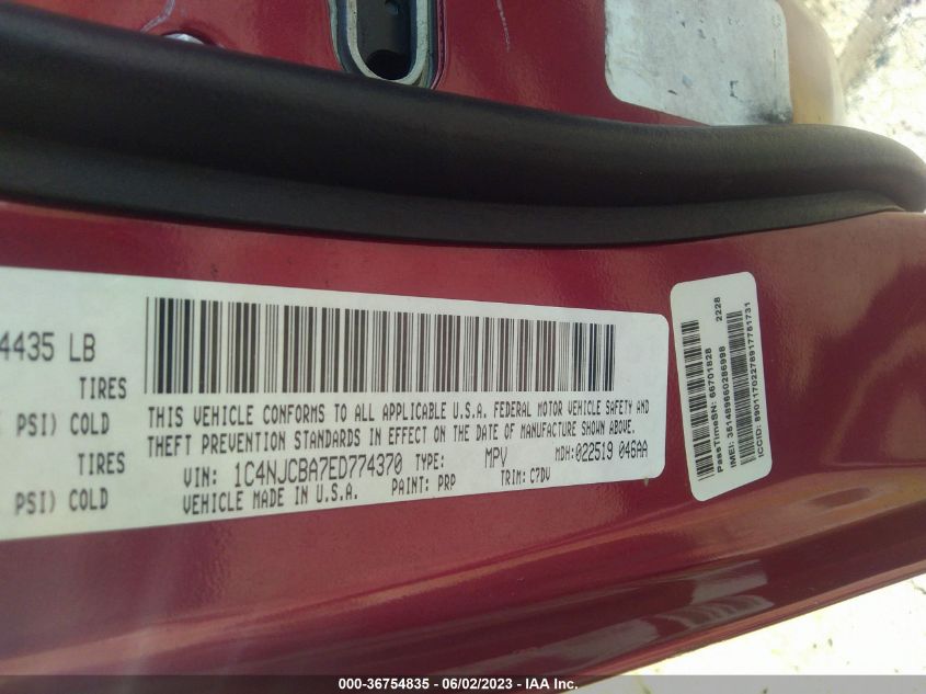 2014 JEEP COMPASS SPORT - 1C4NJCBA7ED774370