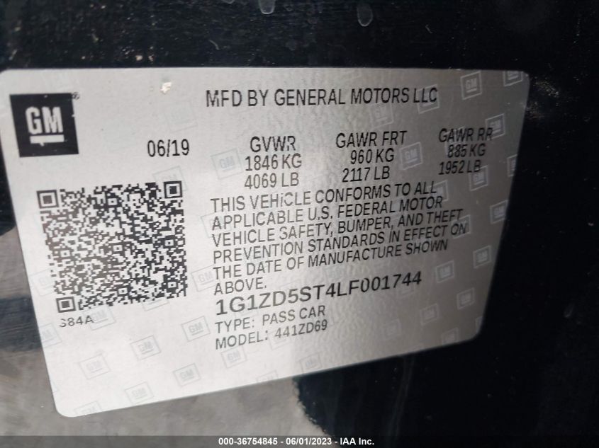 2020 CHEVROLET MALIBU LT - 1G1ZD5ST4LF001744