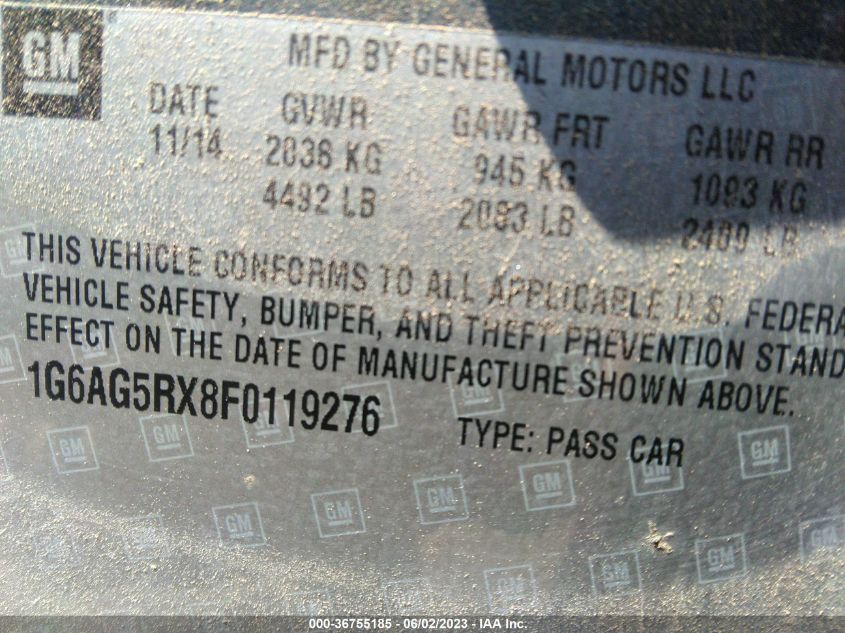2015 CADILLAC ATS STANDARD - 1G6AG5RX8F0119276