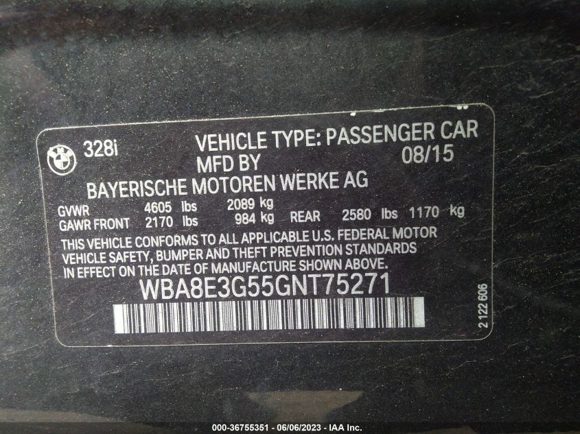 2016 BMW 3 SERIES 328I XDRIVE - WBA8E3G55GNT75271