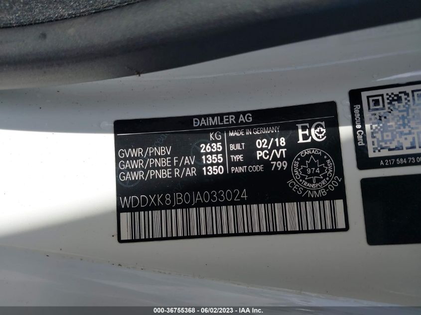 2018 MERCEDES-BENZ S-CLASS AMG S 63 - WDDXK8JB0JA033024