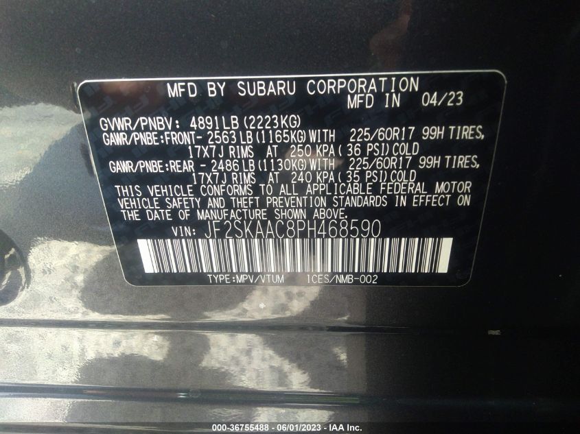 2023 SUBARU FORESTER - JF2SKAAC8PH468590