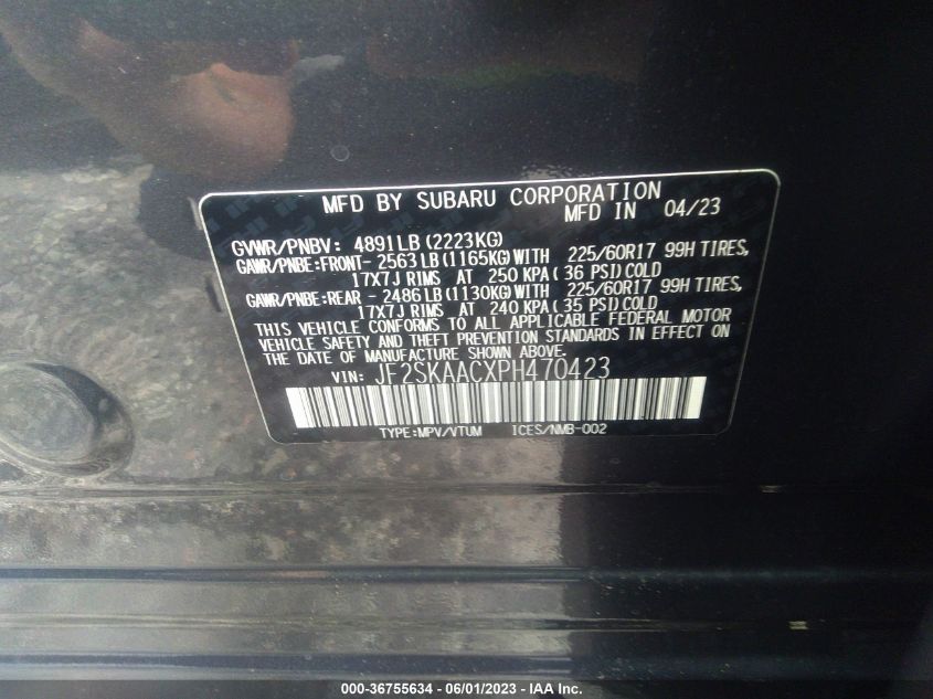 2023 SUBARU FORESTER - JF2SKAACXPH470423