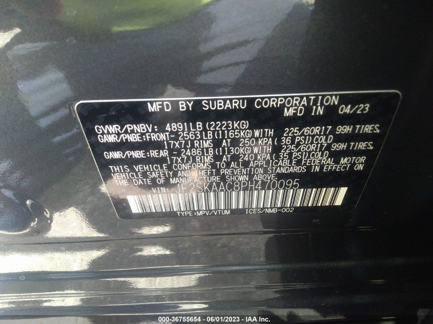2023 SUBARU FORESTER - JF2SKAAC8PH470095