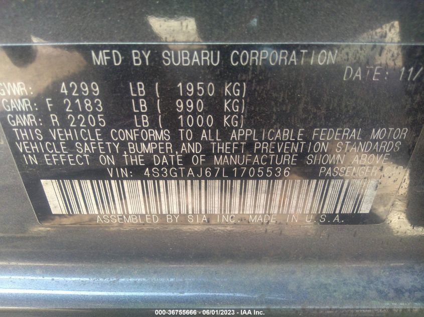 2020 SUBARU IMPREZA SPORT - 4S3GTAJ67L1705536