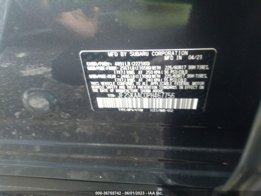 2023 SUBARU FORESTER - JF2SKAAC0PH467756