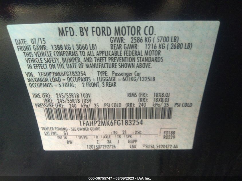 2015 FORD SEDAN POLICE INTERCEPTOR 1FAHP2MK6FG183254