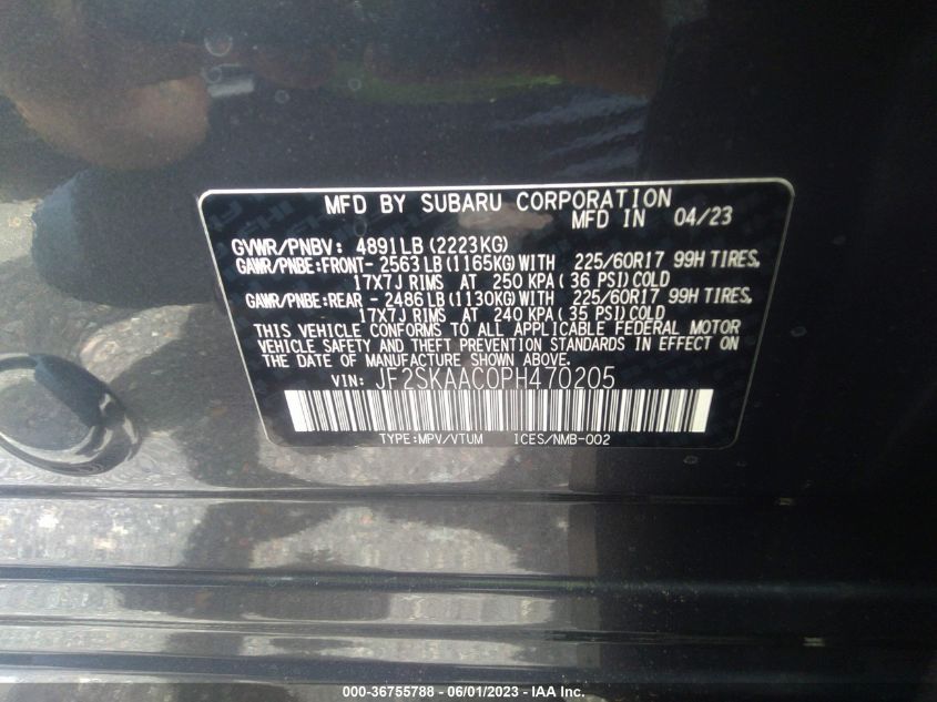2023 SUBARU FORESTER - JF2SKAAC0PH470205