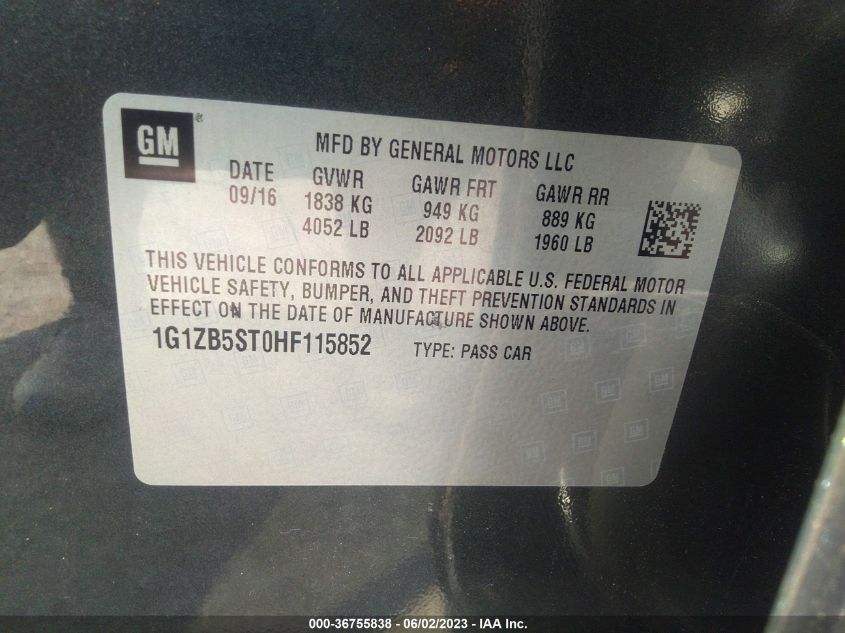 2017 CHEVROLET MALIBU LS - 1G1ZB5ST0HF115852