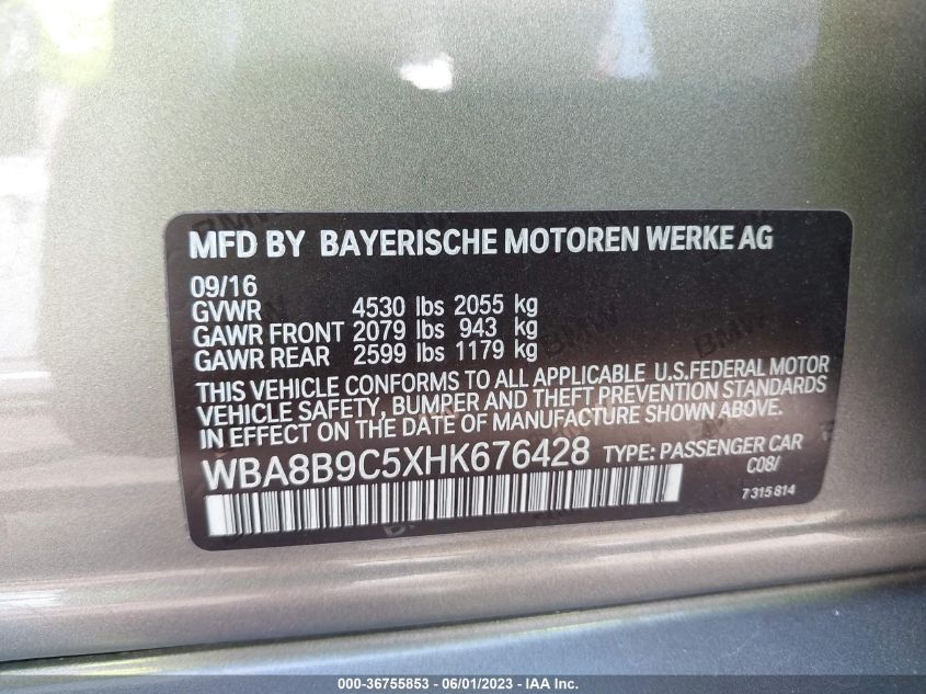 2017 BMW 3 SERIES 330I - WBA8B9C5XHK676428