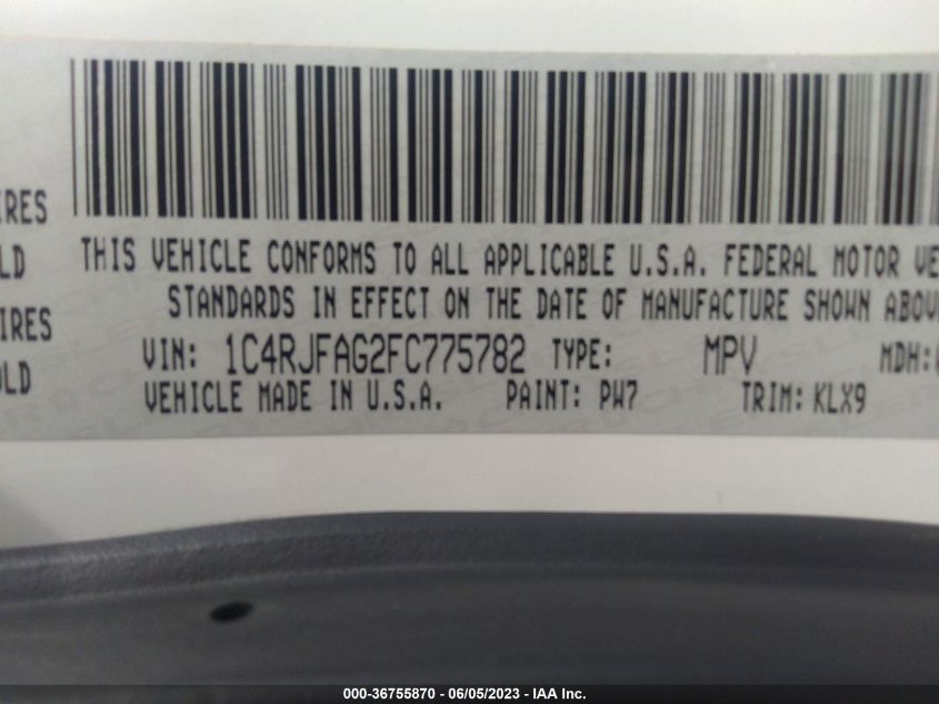 2015 JEEP GRAND CHEROKEE LAREDO - 1C4RJFAG2FC775782