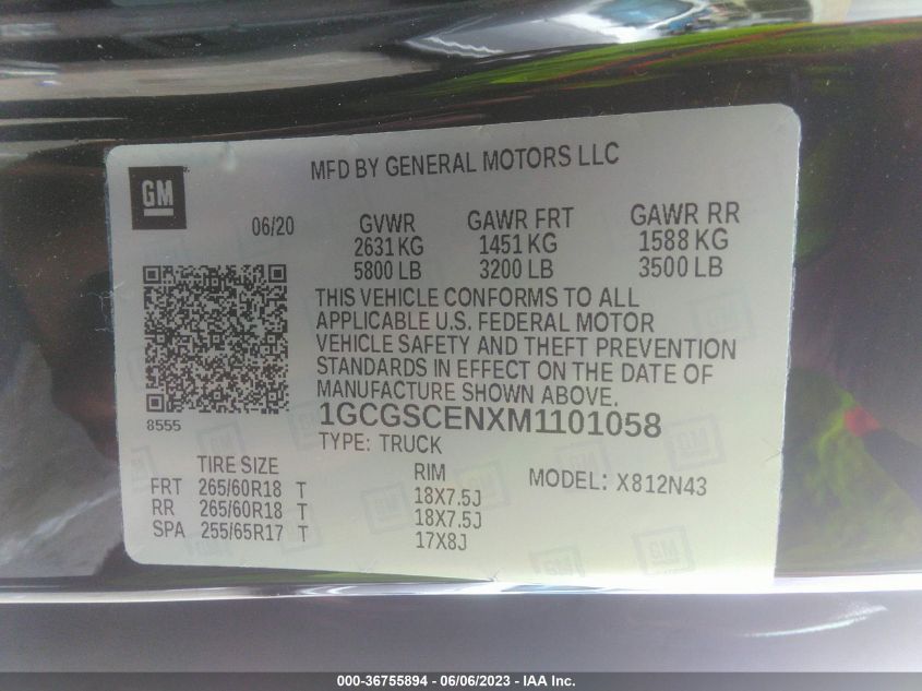 2021 CHEVROLET COLORADO 2WD LT - 1GCGSCENXM1101058