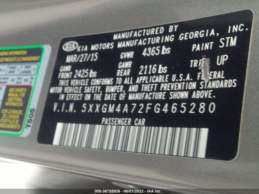 2015 KIA OPTIMA LX - 5XXGM4A72FG465280