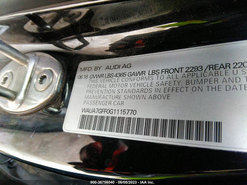 2016 AUDI A3 PREMIUM - WAUA7GFF0G1115770
