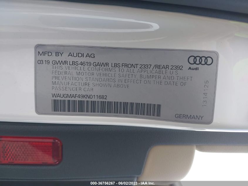 2019 AUDI A4 PREMIUM/TITANIUM PREMIUM - WAUGMAF49KN011682