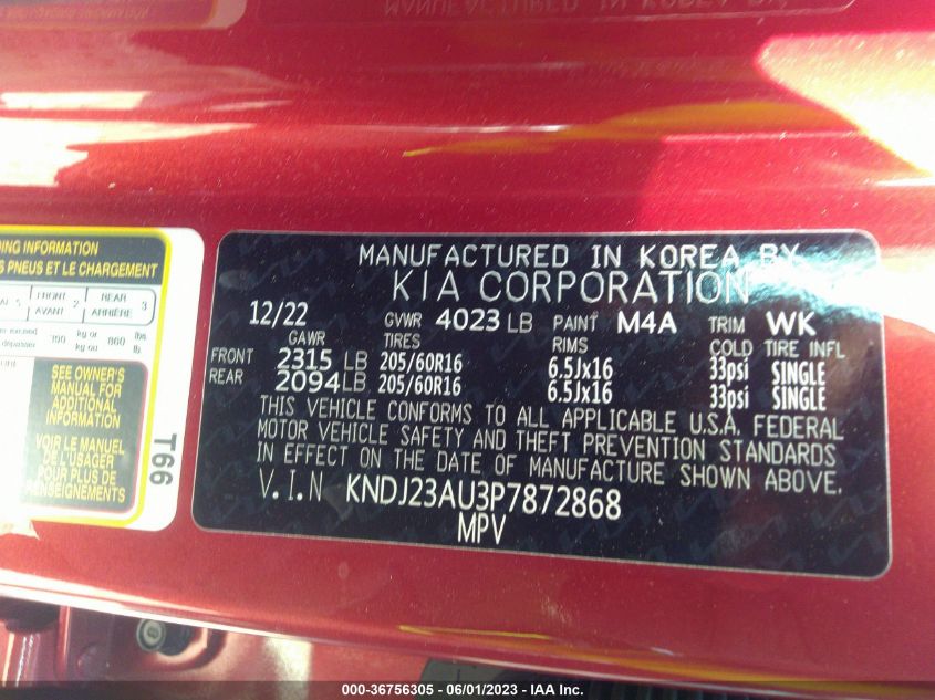 2023 KIA SOUL S - KNDJ23AU3P7872868