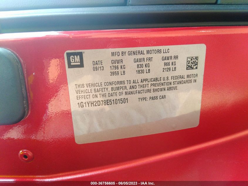 2014 CHEVROLET CORVETTE STINGRAY Z51 1LT - 1G1YH2D78E5101501