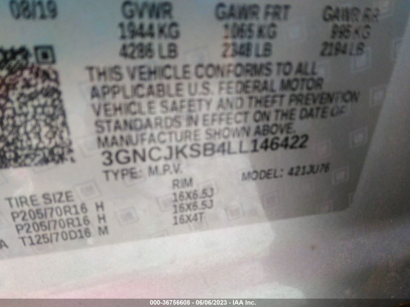 2020 CHEVROLET TRAX LS - 3GNCJKSB4LL146422