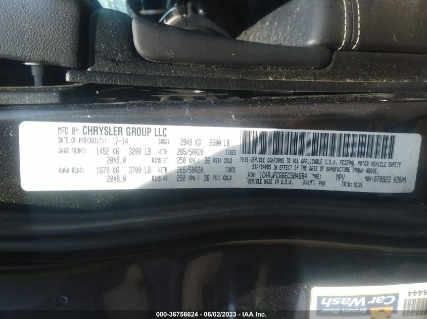 2014 JEEP GRAND CHEROKEE OVERLAND - 1C4RJFCG6EC584684