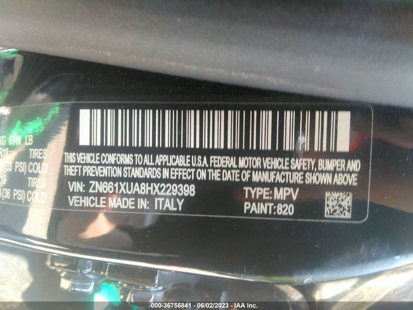 2017 MASERATI LEVANTE ZN661XUA8HX229398