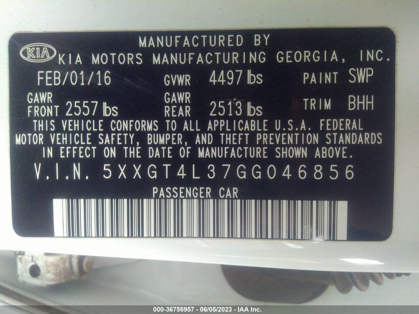 2016 KIA OPTIMA LX - 5XXGT4L37GG046856