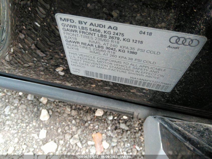 2018 AUDI Q5 PREMIUM/TECH PREMIUM - WA1ANAFY7J2170901
