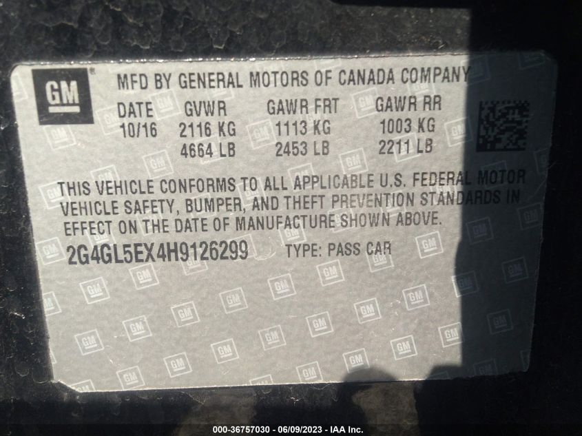 2017 BUICK REGAL SPORT TOURING - 2G4GL5EX4H9126299