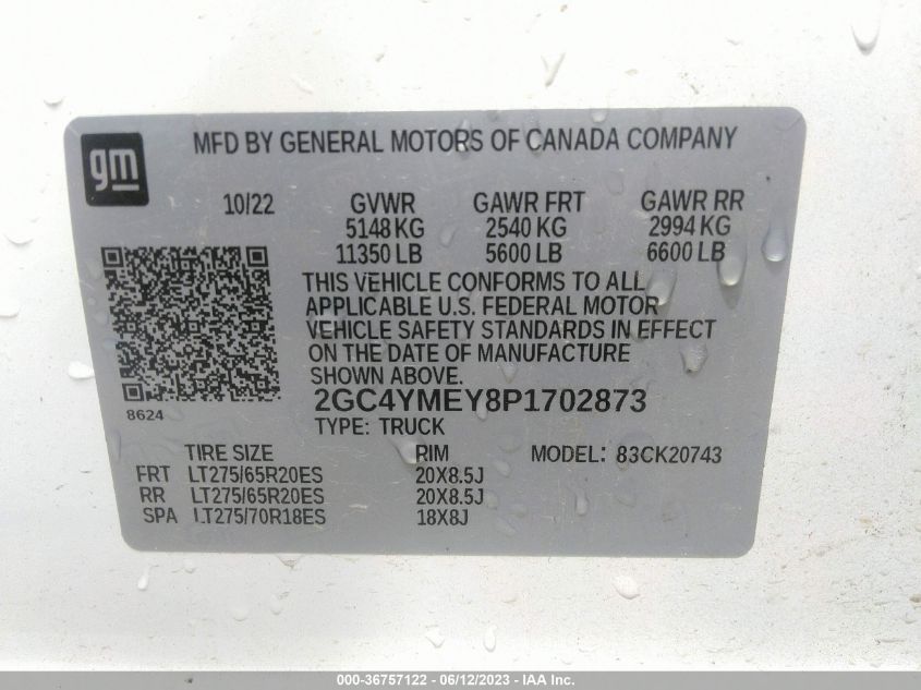 2023 CHEVROLET SILVERADO - 2GC4YMEY8P1702873