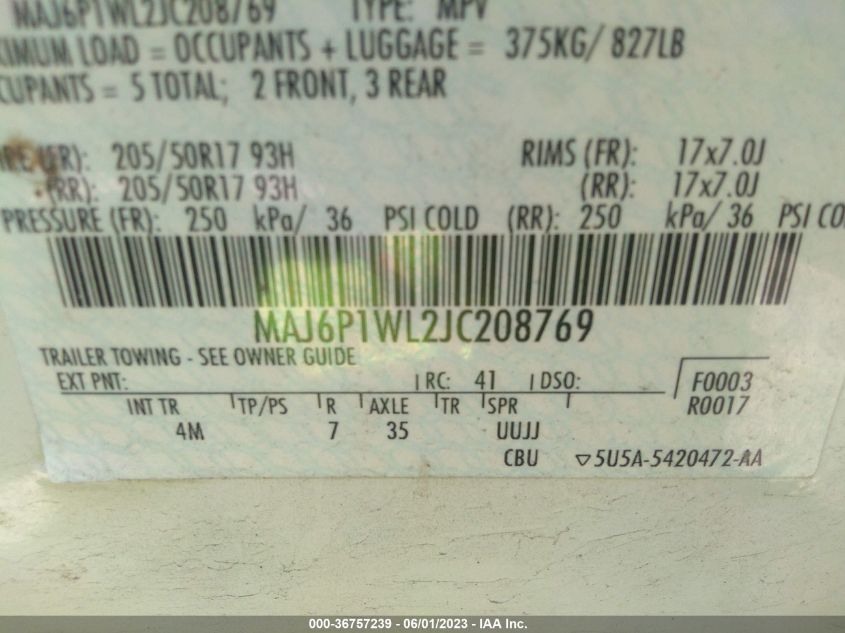 2018 FORD ECOSPORT TITANIUM - MAJ6P1WL2JC208769