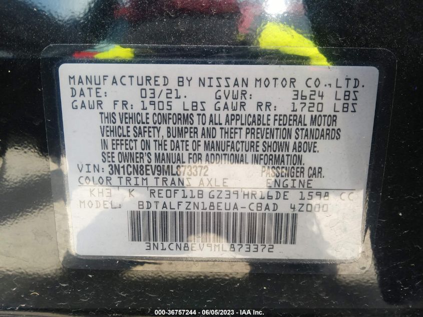 2021 NISSAN VERSA SV - 3N1CN8EV9ML873372