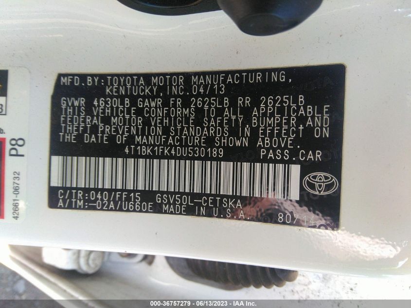 2013 TOYOTA CAMRY SE/XLE - 4T1BK1FK4DU530189