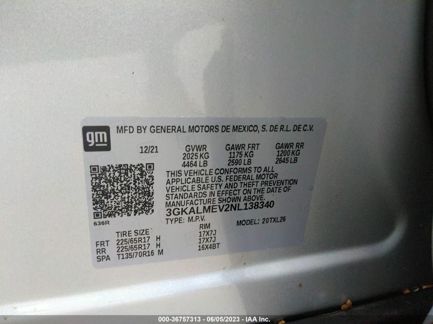 2022 GMC TERRAIN SLE - 3GKALMEV2NL138340