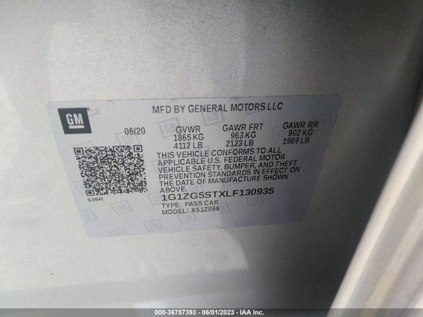 2020 CHEVROLET MALIBU RS - 1G1ZG5STXLF130935