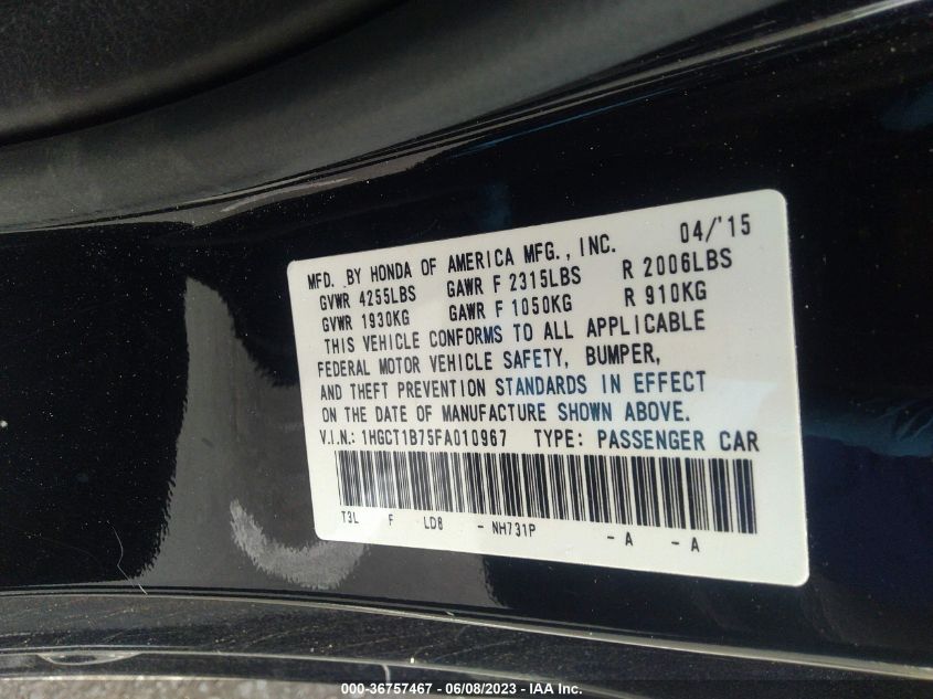 2015 HONDA ACCORD COUPE EX - 1HGCT1B75FA010967