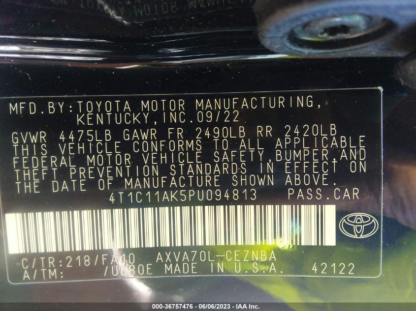 2023 TOYOTA CAMRY LE - 4T1C11AK5PU094813
